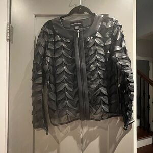 Colleen Lopez Black Sheer Leaf Blazer